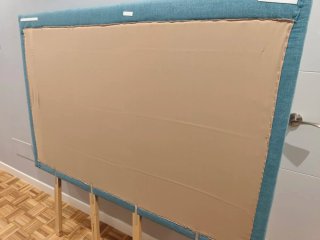 Cabecero de cama tapizado azul verdoso
