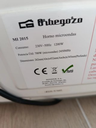 Microondas Orbegozo Blanco