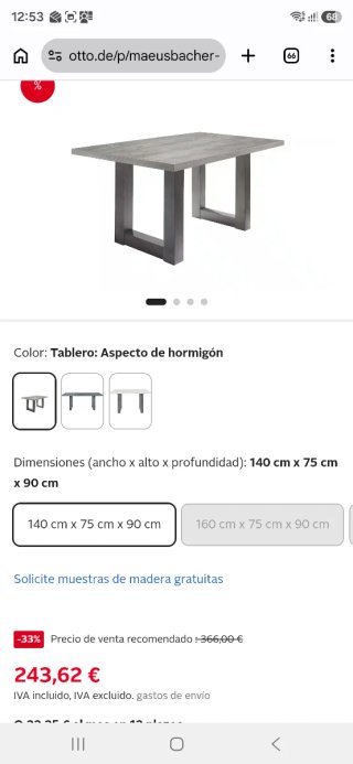 Mesa de comedor madera y metal
