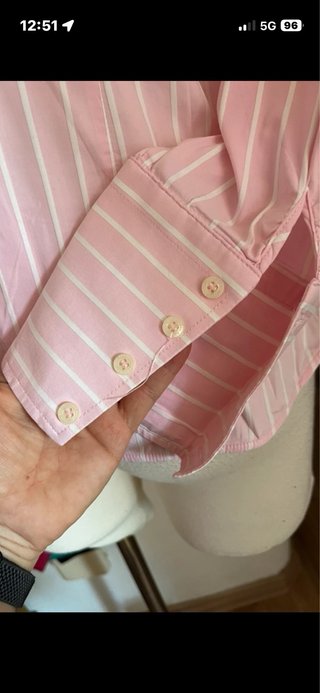 Camisa Zara Rayas Rosas Talla XL Elástica