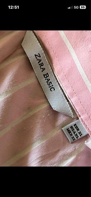 Camisa Zara Rayas Rosas Talla XL Elástica