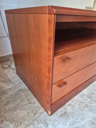 Mueble TV madera maciza 2 cajones