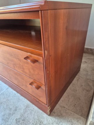 Mueble TV madera maciza 2 cajones