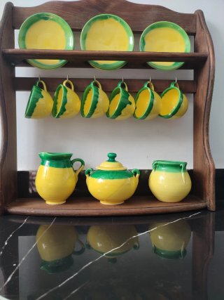 Juego de café de cerámica con soporte