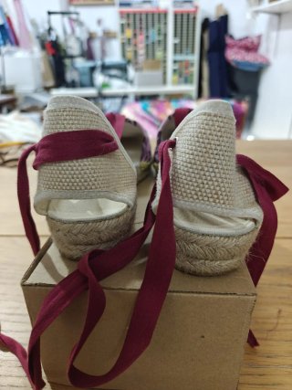 Espardenya Fallera Rosa y Granate Talla 40