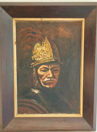 Cuadro al óleo" Caballero con yelmo"