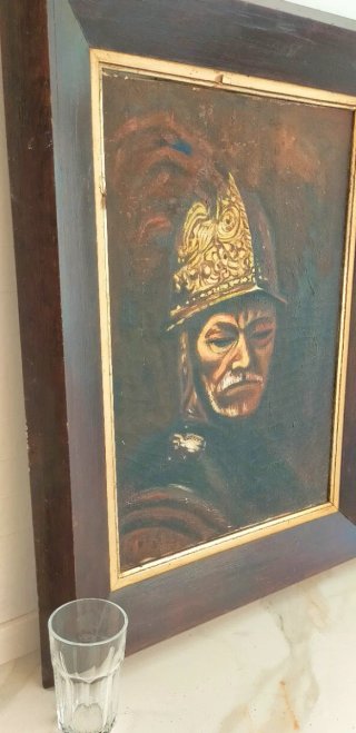 Cuadro al óleo" Caballero con yelmo"