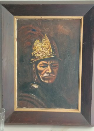 Cuadro al óleo" Caballero con yelmo"