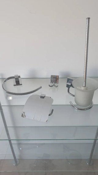 Set Accesorios Baño Metal y Cristal
