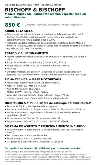 Silla eléctrica Triplex SX con asiento postural