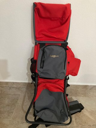 Mochila Portabebés Senderismo Roja y Gris