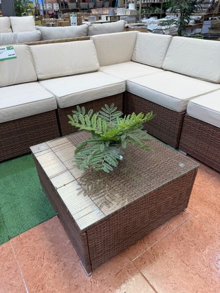 Conjunto Sofás Exterior Mimbre y Tela