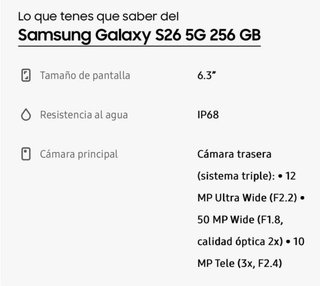 Samsung Galaxy S26 Negro sin abrir