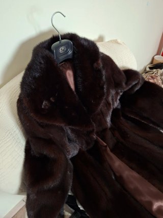 Cappotto pelliccia lunga marrone