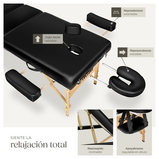 Camilla para masajes de 3 zonas, negro