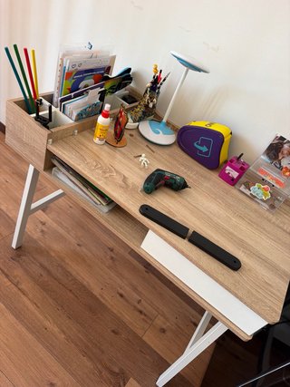 Escritorio juvenil madera y blanco