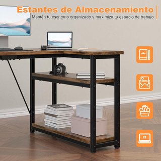 Escritorio mesa en L 140cm reversible industrial