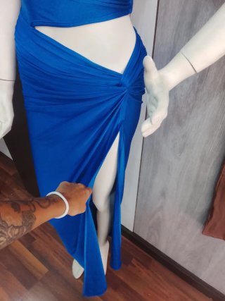 Vestido azul licra talla única