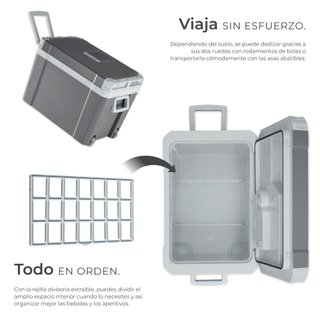 Nevera portátil eléctrica con calentador de 35 l, 52,5 x 35 x 40 cm