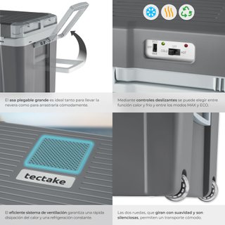Nevera portátil eléctrica con calentador de 35 l, 52,5 x 35 x 40 cm