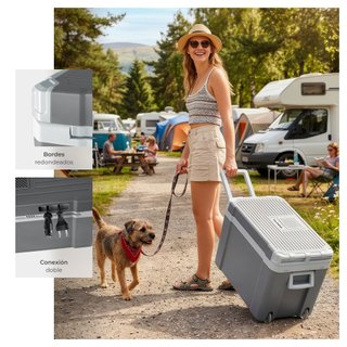 Nevera portátil eléctrica con calentador de 35 l, 52,5 x 35 x 40 cm