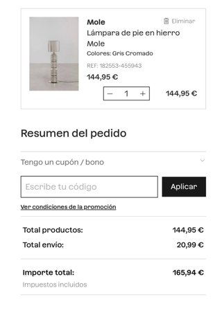 Lámpara de pie Sklum  Nueva sin estrenar