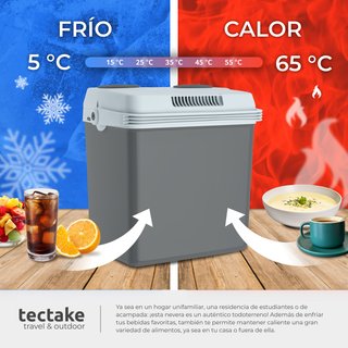 Nevera portátil eléctrica, frío/calor, asa plegable, 44x32x45cm, gris