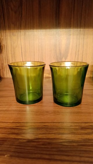 Juego vasos vidrio verde vintage Duralex
