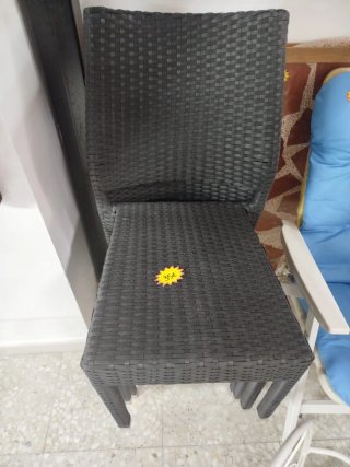 4 Sillas Terraza Imitación Mimbre Negro