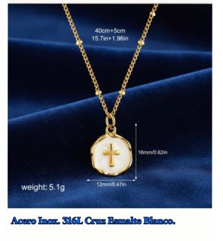 Collar Acero Cruz Esmalte.