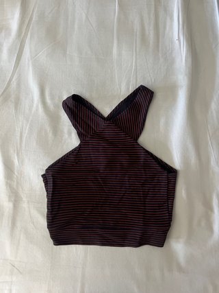 Top de rayas azul marino y rosa