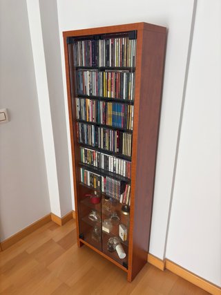 Mueble Estantería CD/DVD de madera y cristal