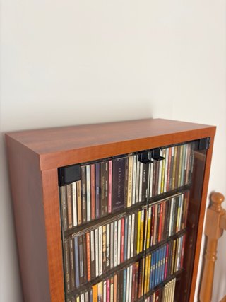 Mueble Estantería CD/DVD de madera y cristal