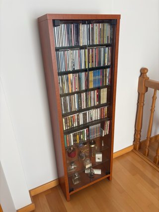 Mueble Estantería CD/DVD de madera y cristal