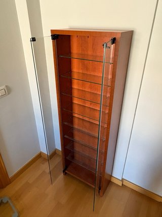 Mueble Estantería CD/DVD de madera y cristal