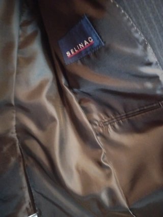 Traje Chaqueta a rayas gris Talla 40 un solo uso