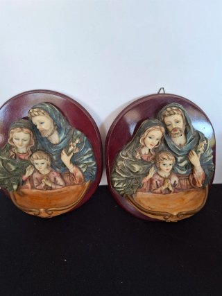 Coppia Sacra Famiglia Acqua Santiera Vintage