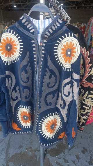 Chaqueta bordada multicolor talla única