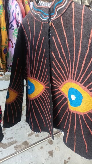 Chaqueta bordada multicolor talla única