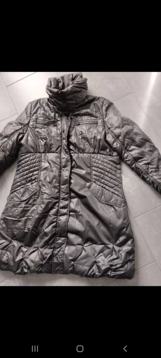 Cazadora larga impermeable gris talla 48