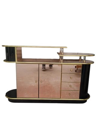 Mueble recibidor negro y dorado