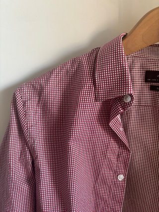 Camisa Zara cuadros granate talla S slim man