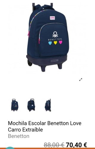 Mochila con ruedas Benetton azul