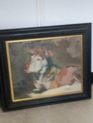 Pintura al óleo de perro