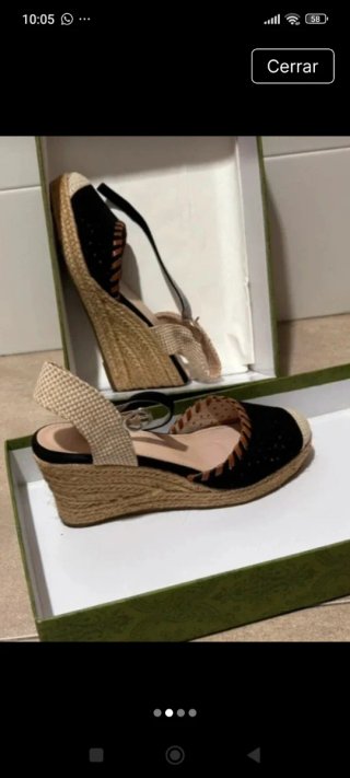 Esparteñas cuña beige y negro
