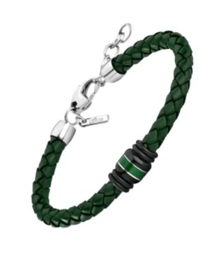 Pulsera Lotus Cuero Trenzado Verde