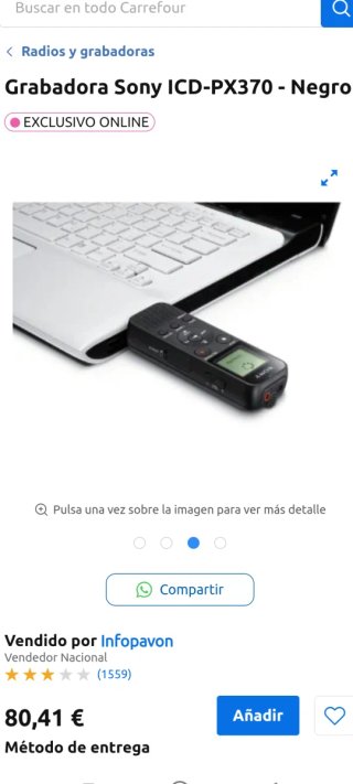 Grabadora de voz Sony LCD PX370