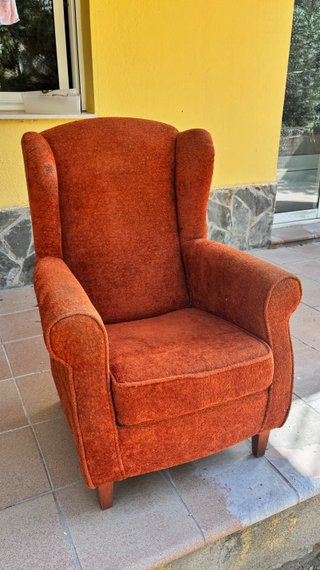 Butaca orejera vintage naranja
