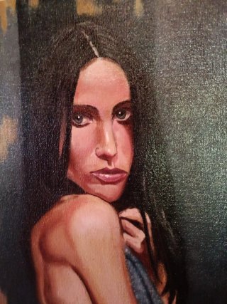 Cuadro al óleo sobre lienzo mujer 40 X 100