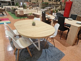 Mesa redonda extensible 160cm + 4 sillas